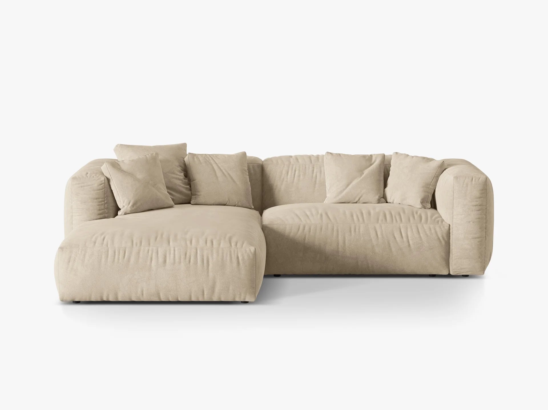 Modulares Ecksofa rechts, „Martina“, 2 Sitze, Hellbeige, 283x176x75