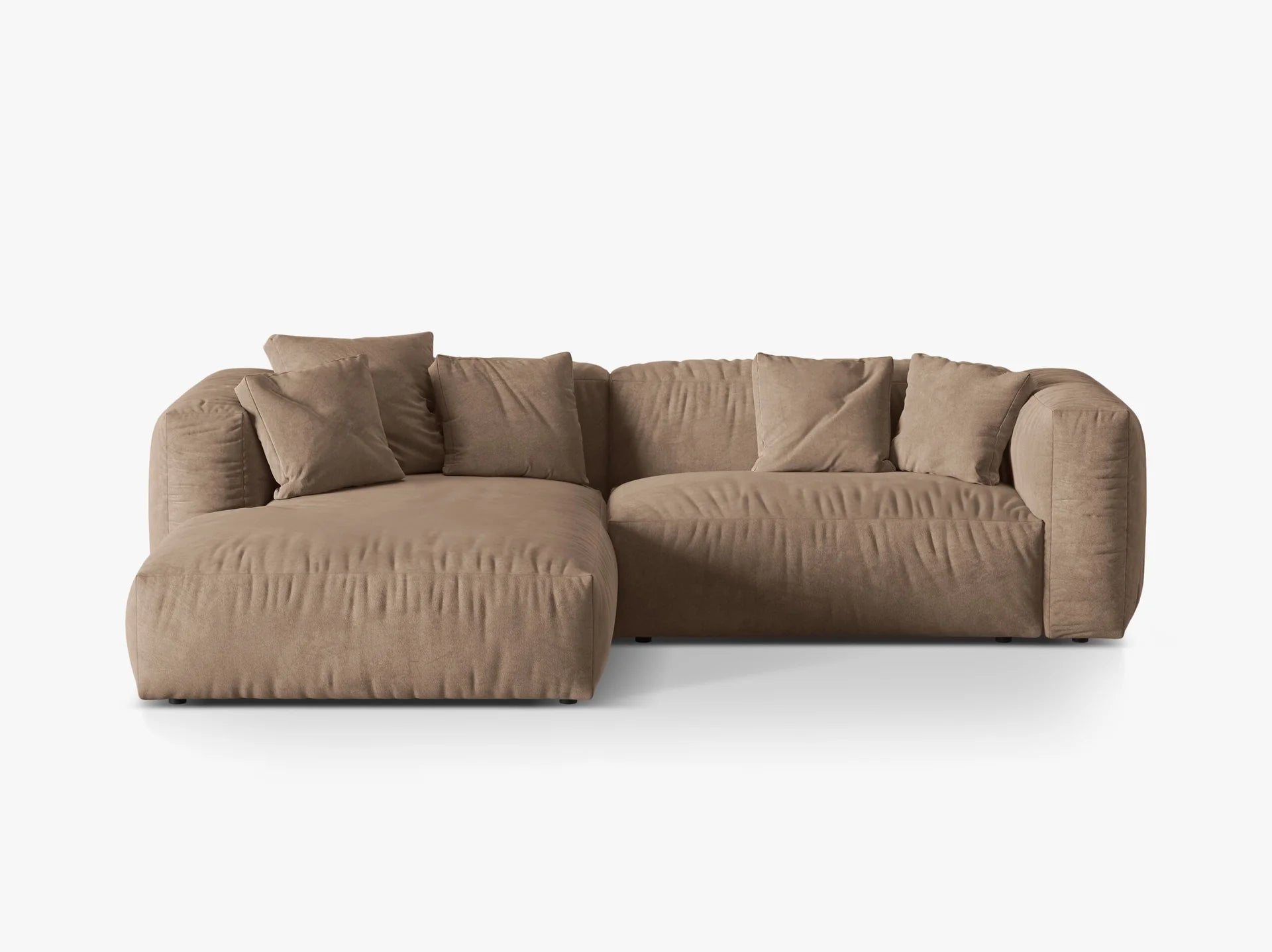 Modulares Ecksofa rechts, „Martina“, 2 Sitze, Hellbeige, 283x176x75