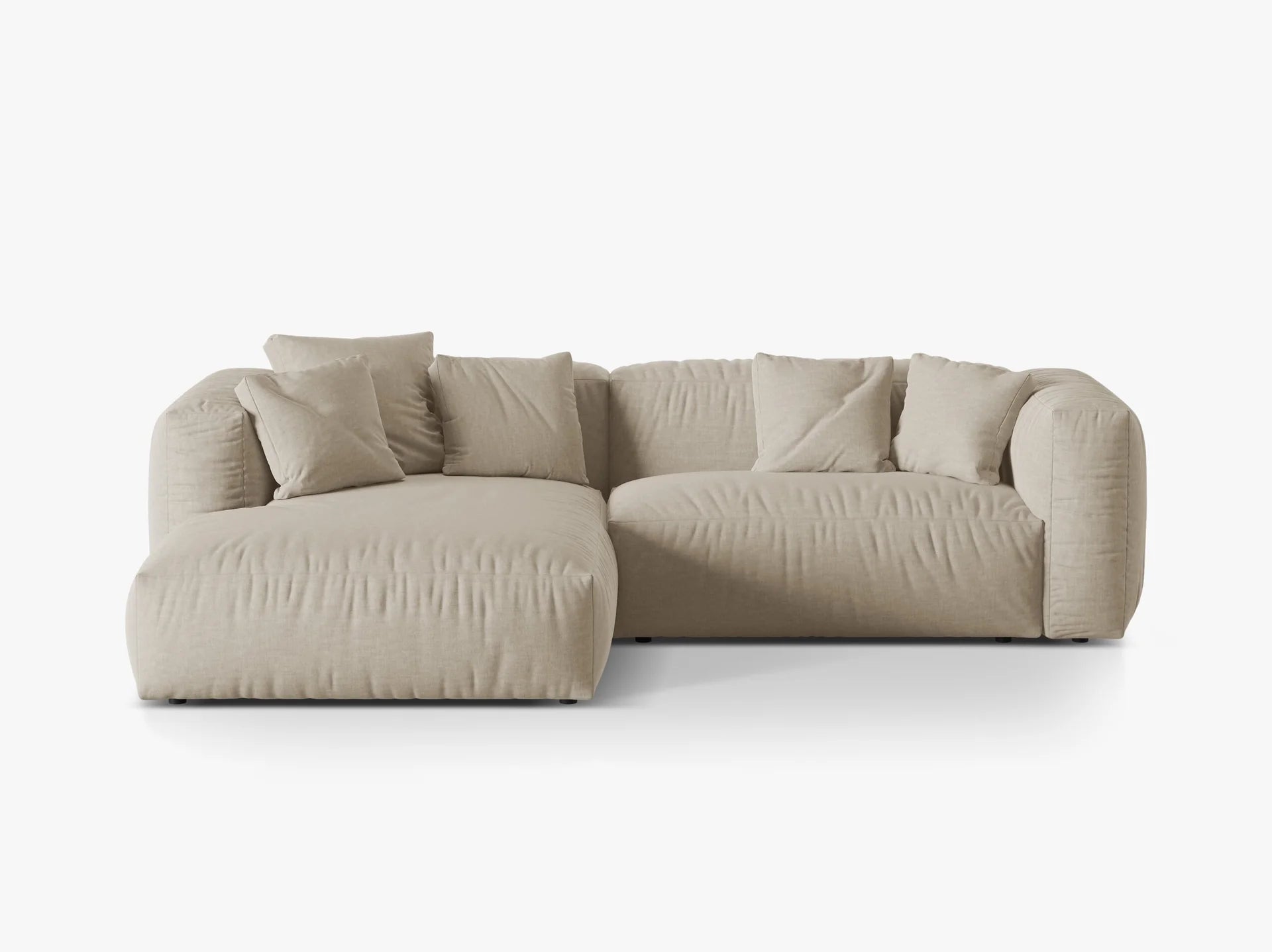 Modulares Ecksofa rechts, „Martina“, 2 Sitze, Hellbeige, 283x176x75