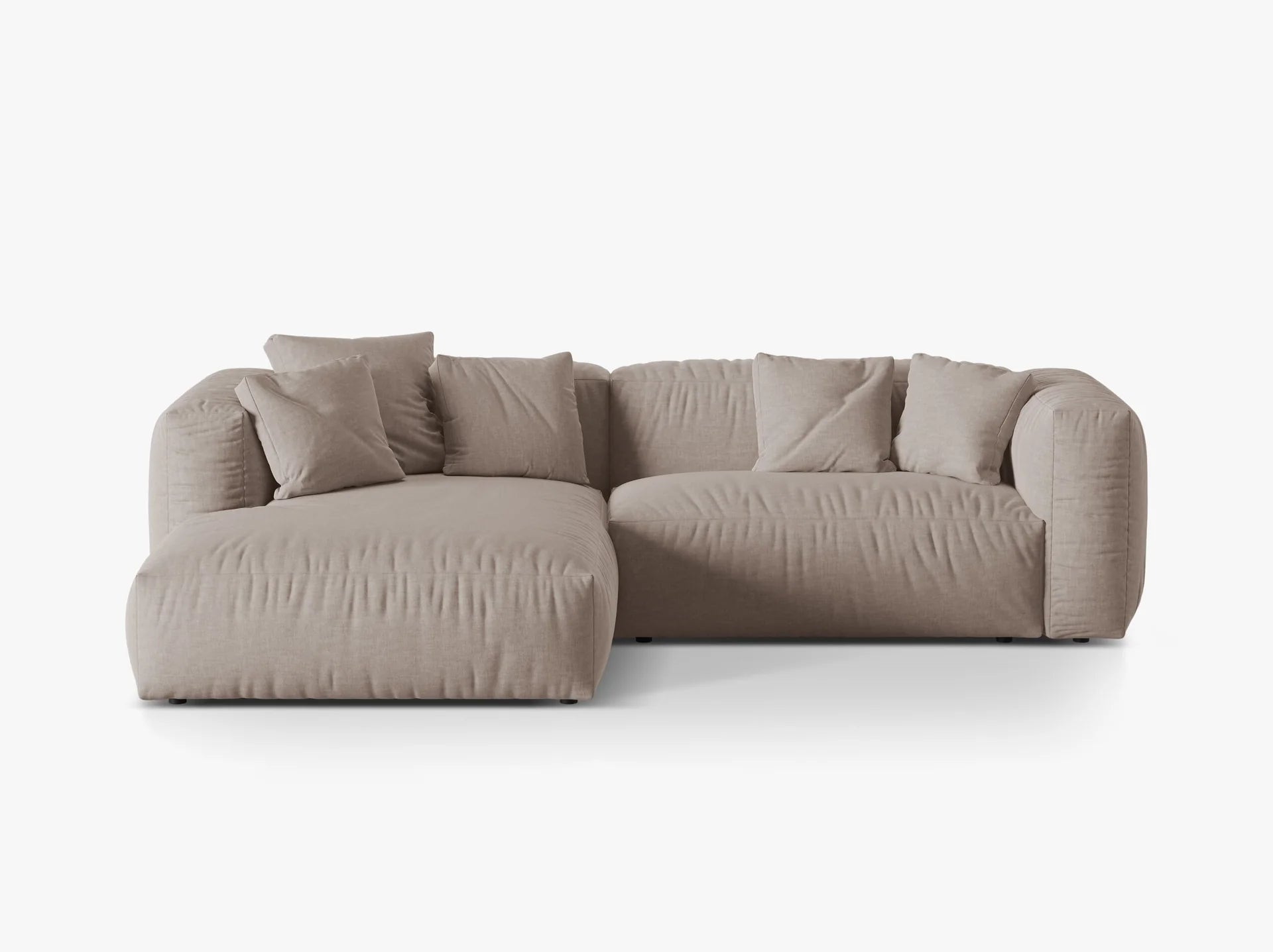 Modulares Ecksofa rechts, „Martina“, 2 Sitze, Hellbeige, 283x176x75