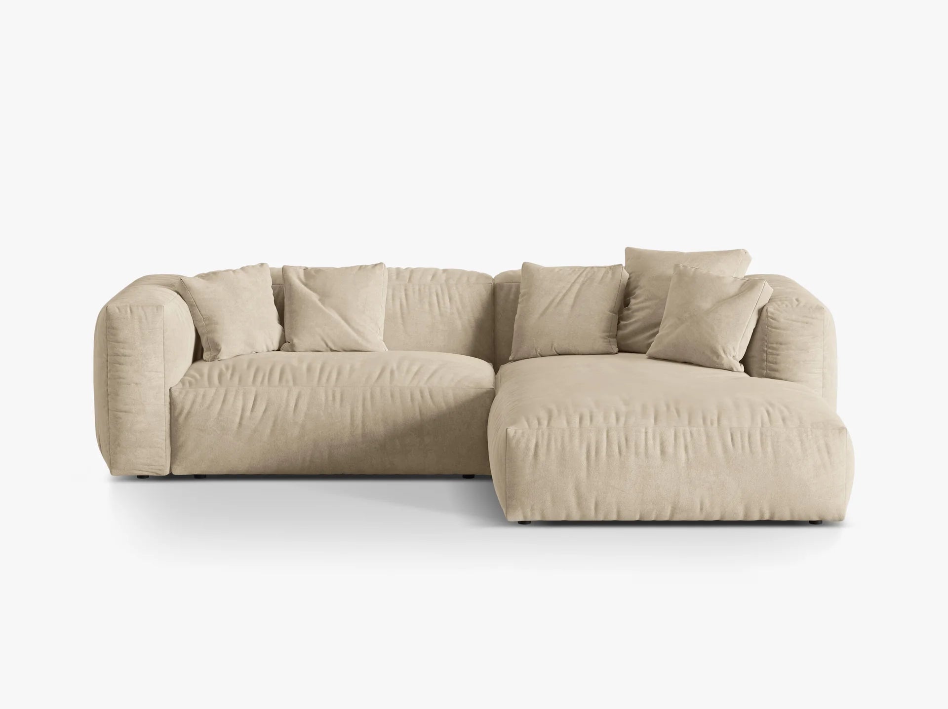 Modulares Ecksofa rechts, „Martina“, 2 Sitze, Hellbeige, 283x176x75