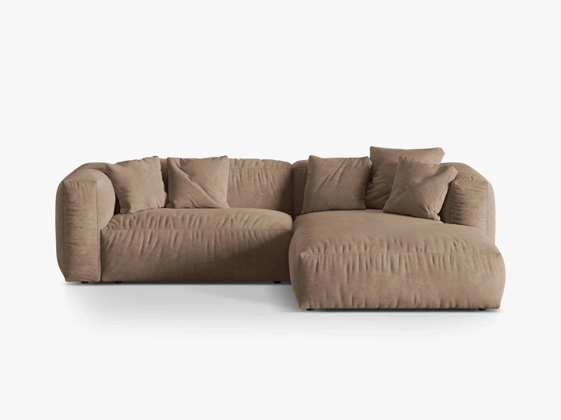 Modulares Ecksofa rechts, „Martina“, 2 Sitze, Hellbeige, 283x176x75