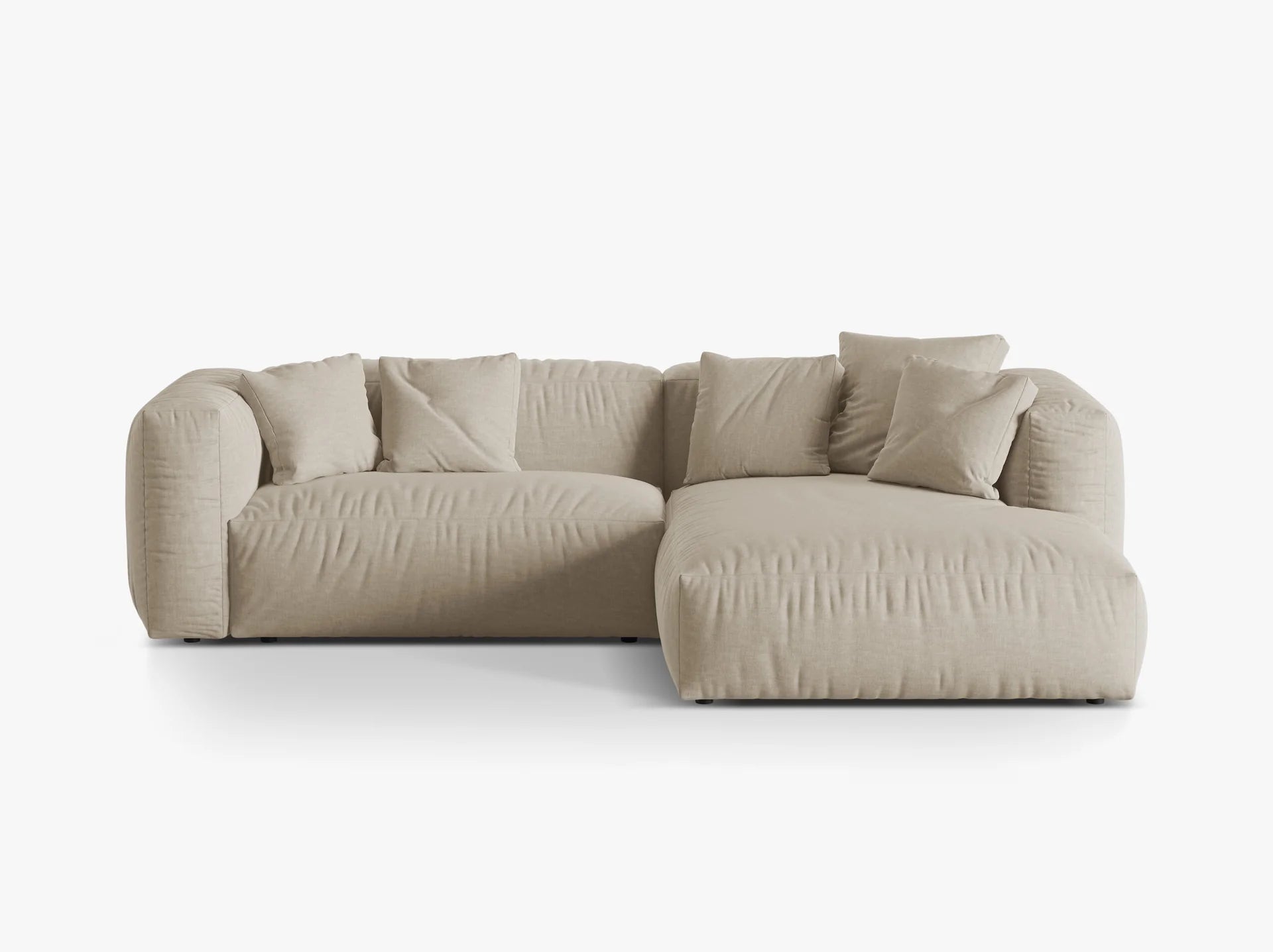 Modulares Ecksofa rechts, „Martina“, 2 Sitze, Hellbeige, 283x176x75