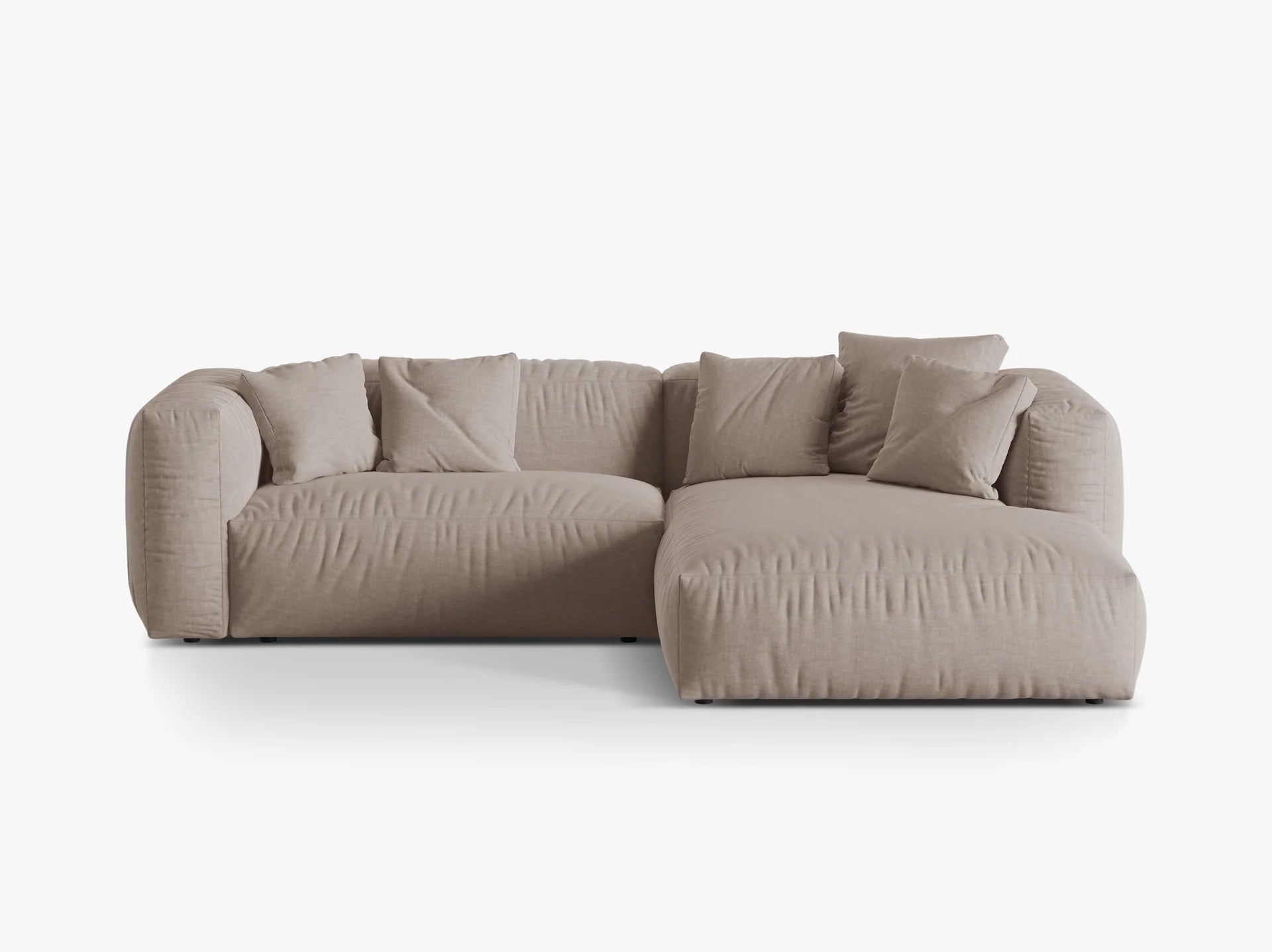 Modulares Ecksofa rechts, „Martina“, 2 Sitze, Hellbeige, 283x176x75